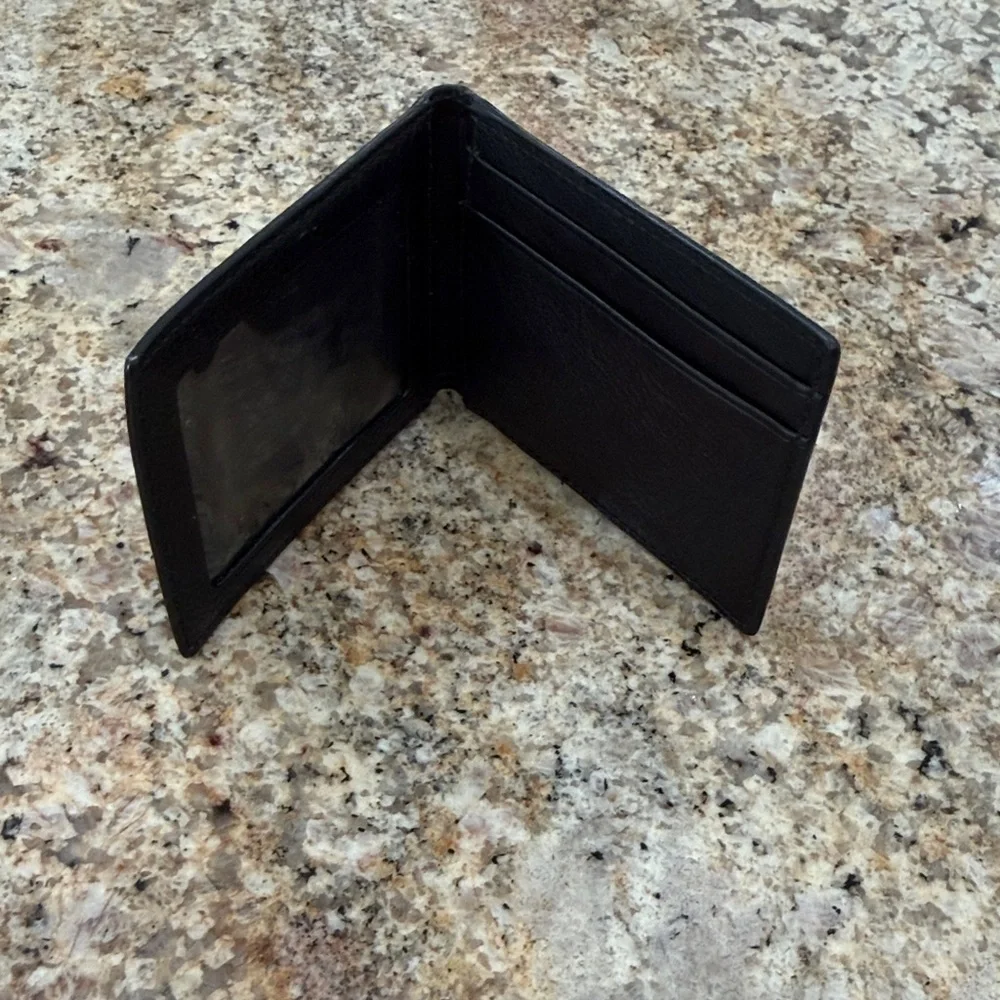 Coach Black and Gray Plaid Leather Card Holder